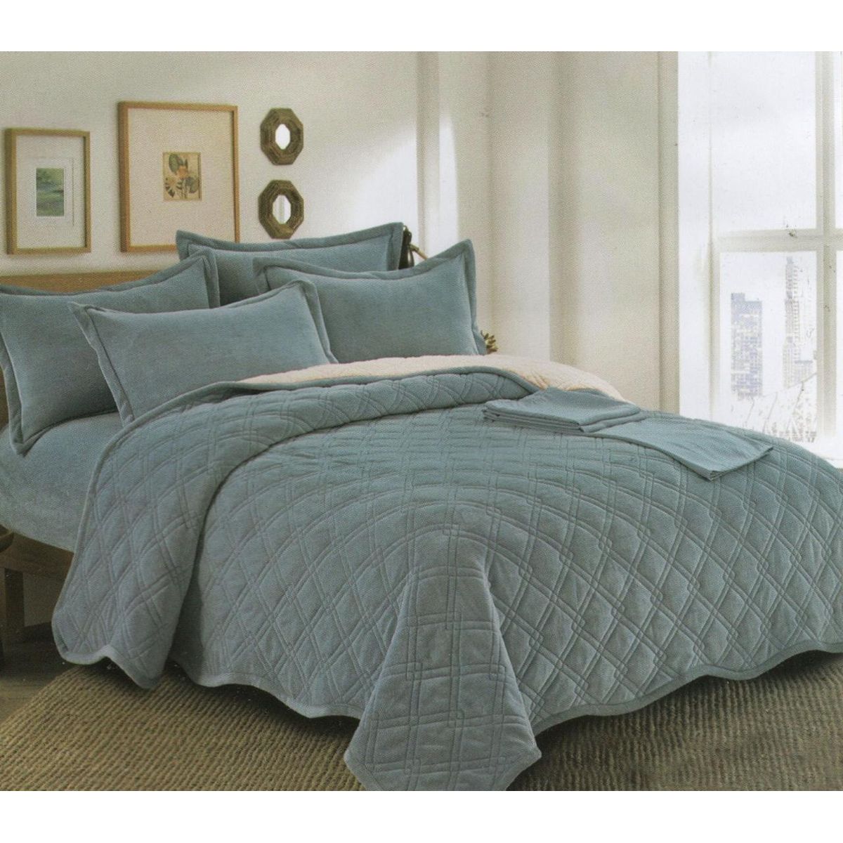 MINGDA - Set de cubrecama 2 pz carnero con piel de ángel 5 piezas 