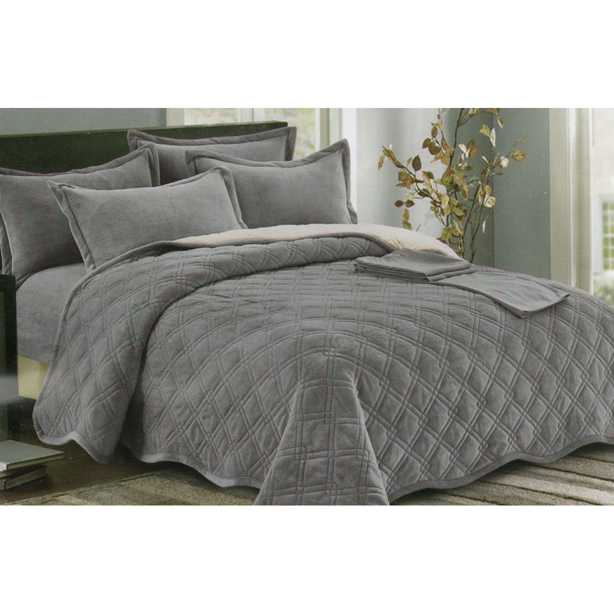 MINGDA - Set de cubrecama 2 pz carnero con piel de ángel 5 piezas 