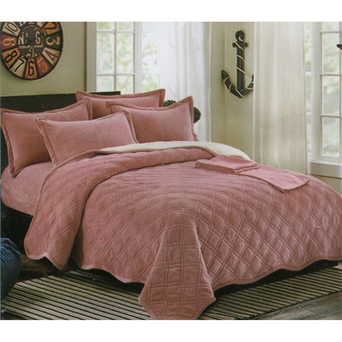 MINGDA - Set de cubrecama 2 pz carnero con piel de ángel 5 piezas 