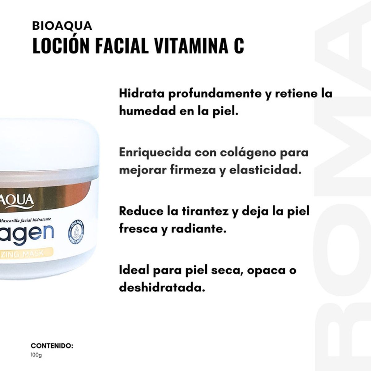 BIOAQUA - MASCARILLA FACIAL DE COLAGENO HIDRANTANTE 100G BIOAQUA