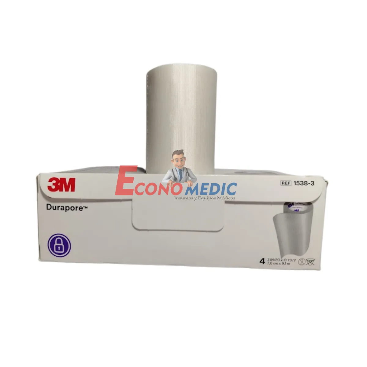 3M - ESPARADRAPO DE TELA 3 IN X 10 YDS CAJA X 4 ROLLOS (1538-3) - 3M