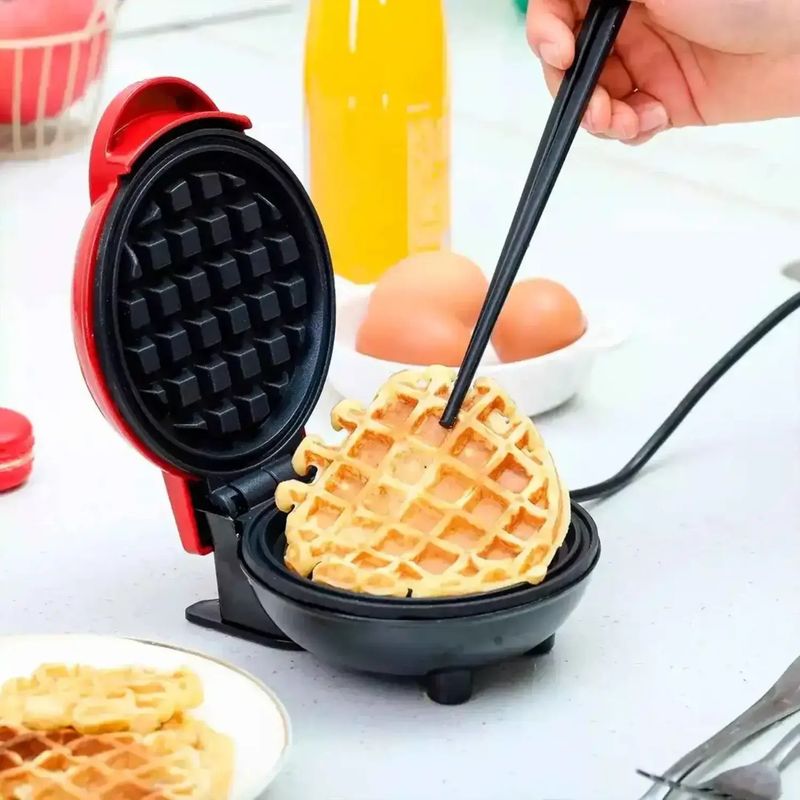 GENERICO - Mini Wafflera Eléctrica Antiadherente Roja