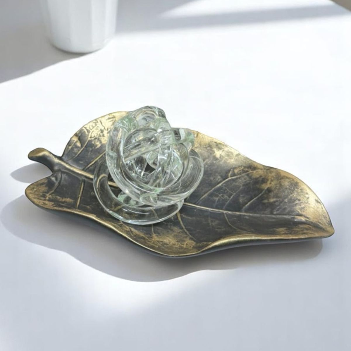 MAP DESIGN HOME - Adorno Centro de Mesa Hoja Antique 26x14x09 cm