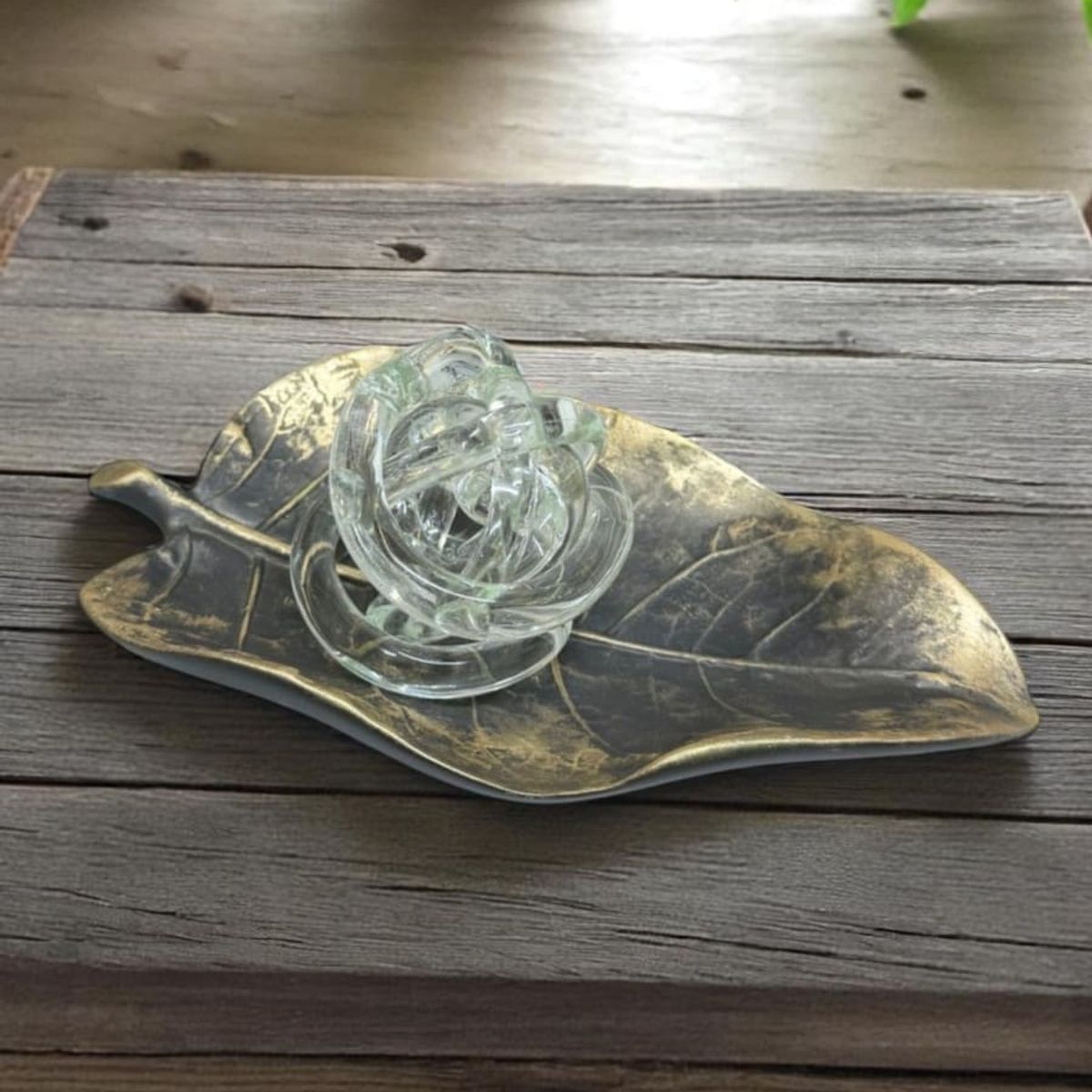 MAP DESIGN HOME - Adorno Centro de Mesa Hoja Antique 26x14x09 cm