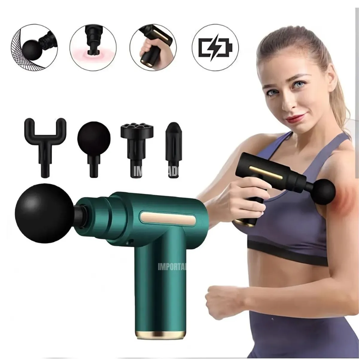 GENERICO - Pistola Masajeadora Corporal Profesional para Dolor y Rehabilitación