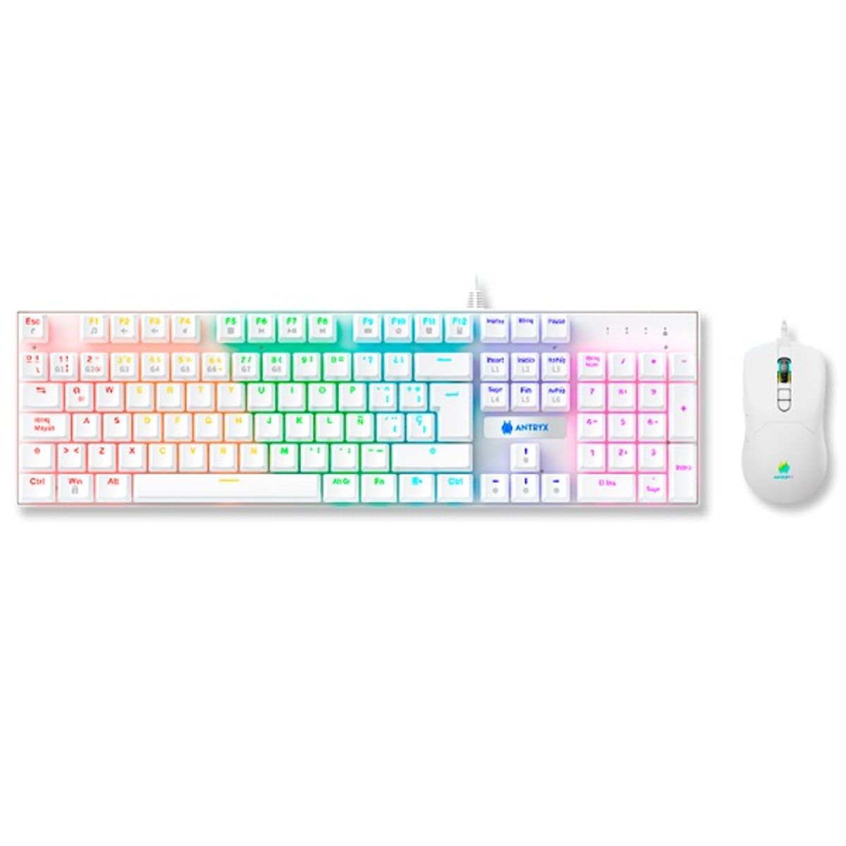 ANTRYX - KIT GAMING ANTRYX GC-3100 WHITE TECLADO SWITCH BLUE Y MOUSE
