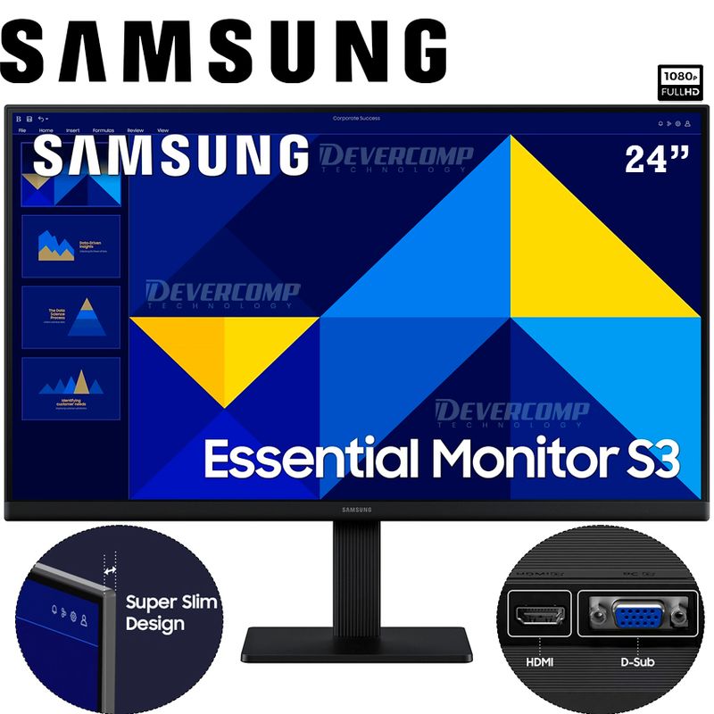SAMSUNG - Monitor Samsung LS24D300GALXPE 24 IPS Full HD 75Hz HDMI VGA