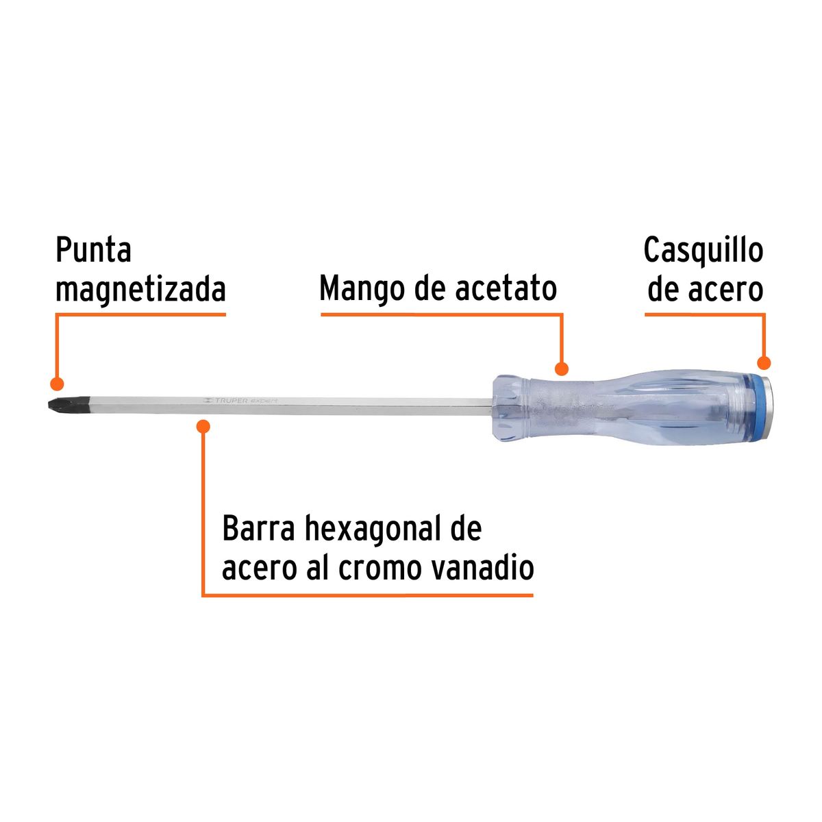 Desarmador Estrella Cruz Golpe 5/16" x 8" Barra Hexagonal 14152 Truper, marca Truper - Foto 2