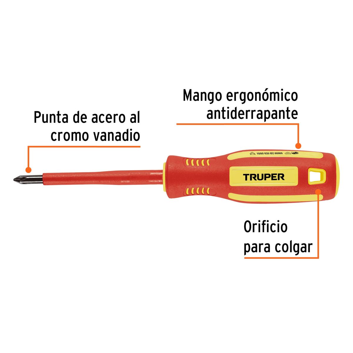 TRUPER - Desarmador Estrella Cruz Dieléctrico 3/16" x 3" 1000 V 102240 Truper