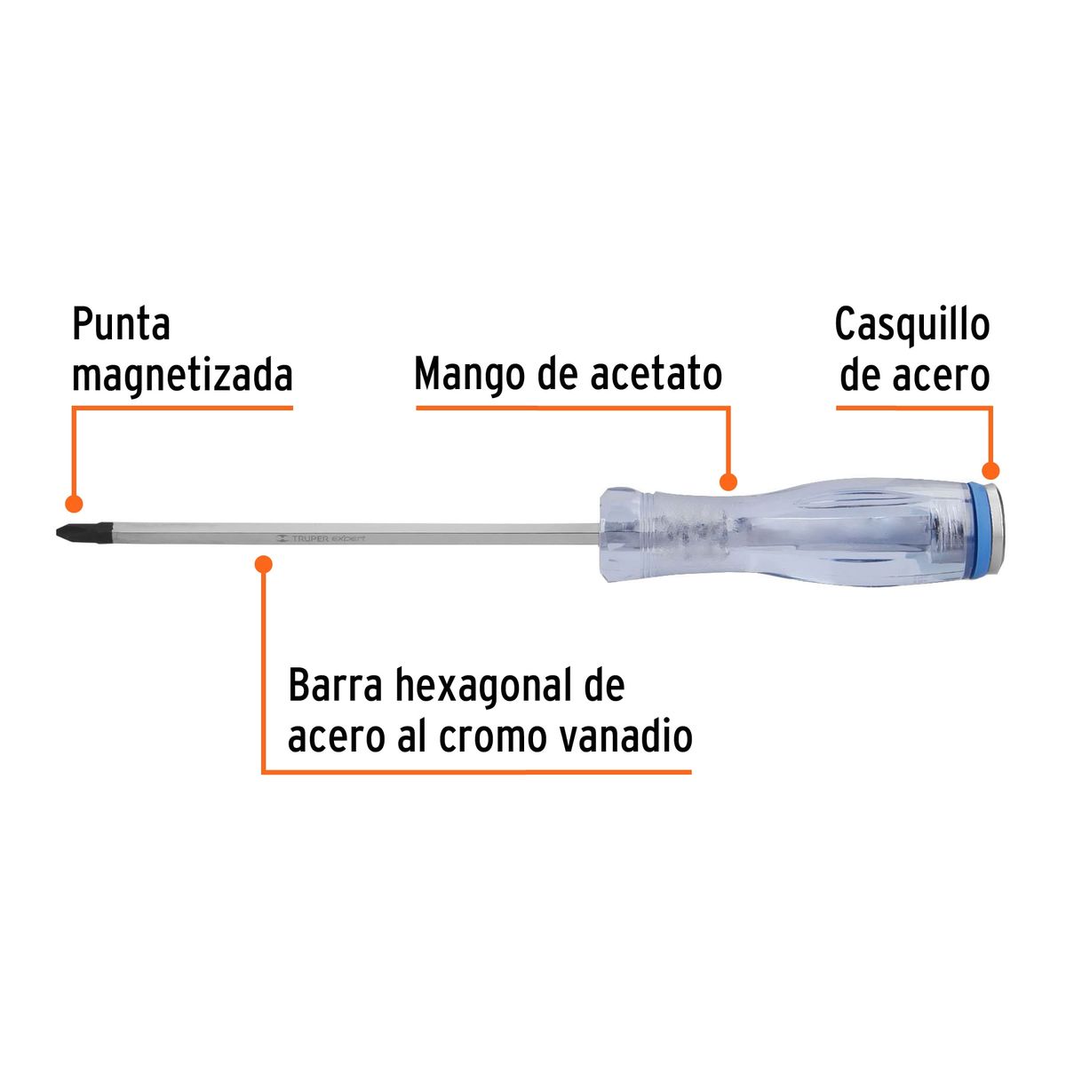 Truper - Desarmador Estrella Cruz Golpe 1/4" x 6" Barra Hexagonal 14149 Truper