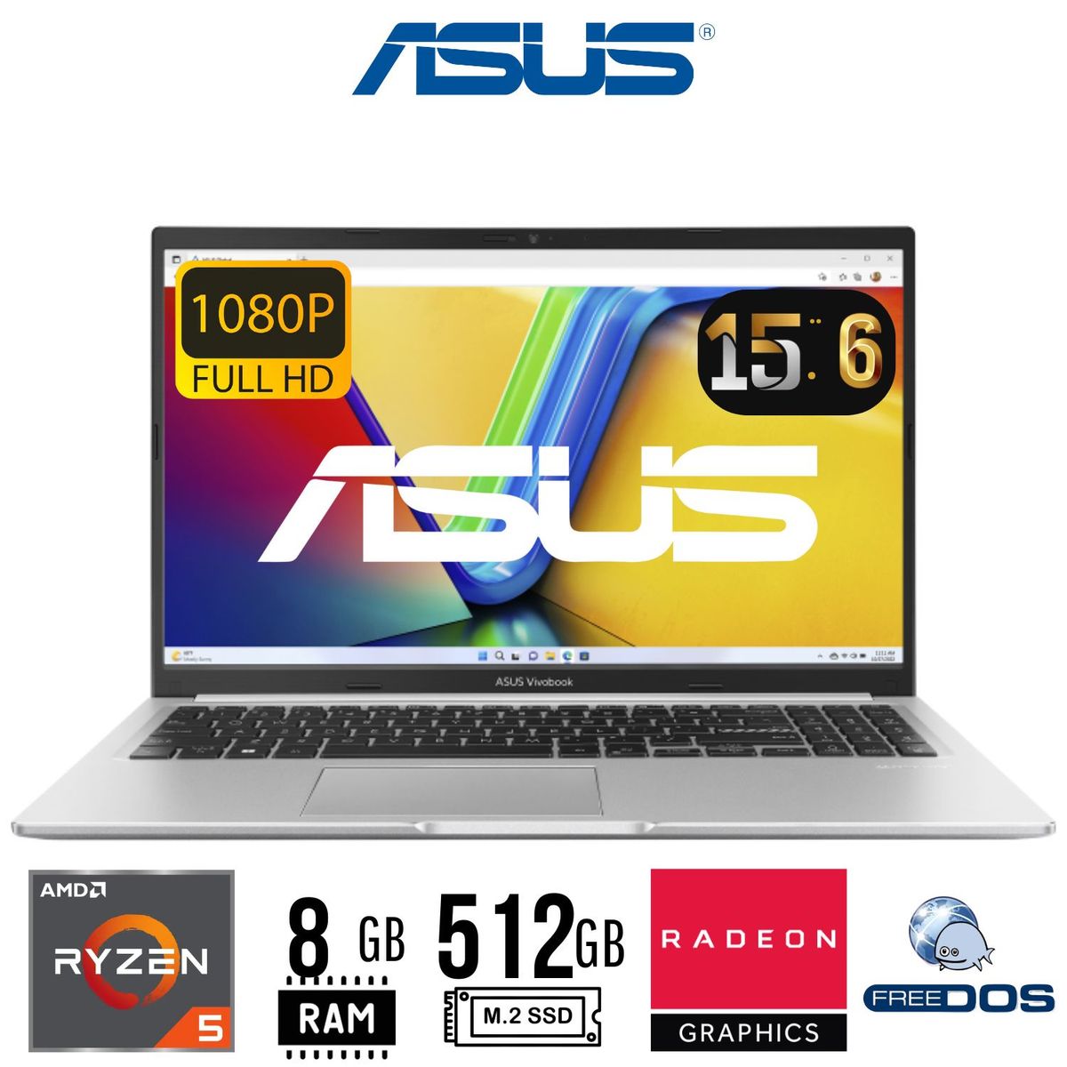 ASUS - Laptop ASUS 15  E1504FA-NJ411, 15,6´ FHD, R5-7520U, RAM 8GB, SSD 512GB, Free Dos