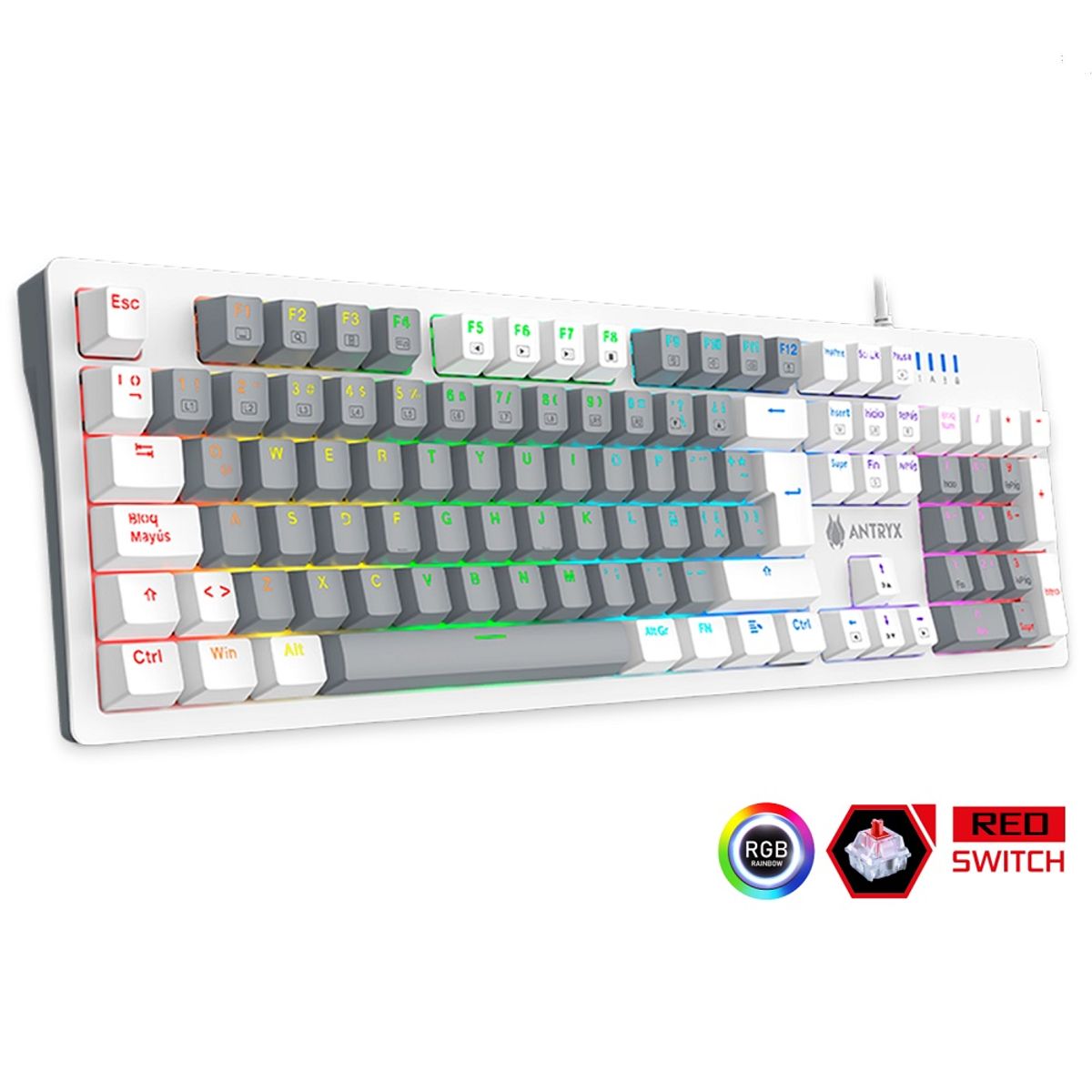 ANTRYX - TECLADO MECANICO ANTRYX MK860L WHITE SWITCH RED