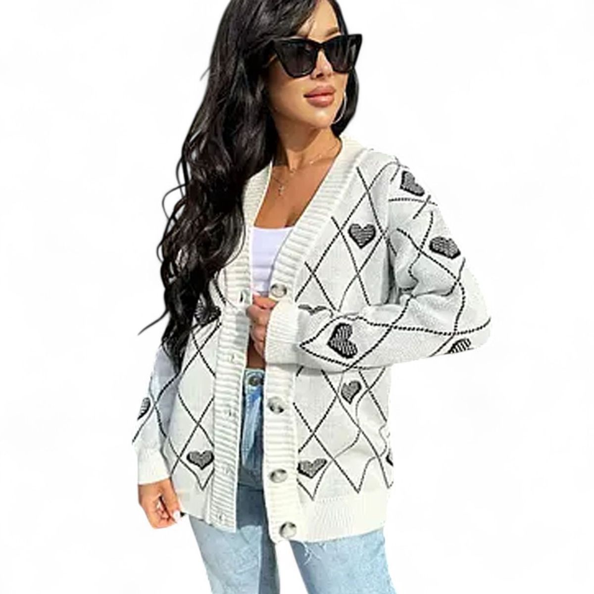 GENERICO - Chompa Mujer Corazon De Hilo 359G-26 Color Perla