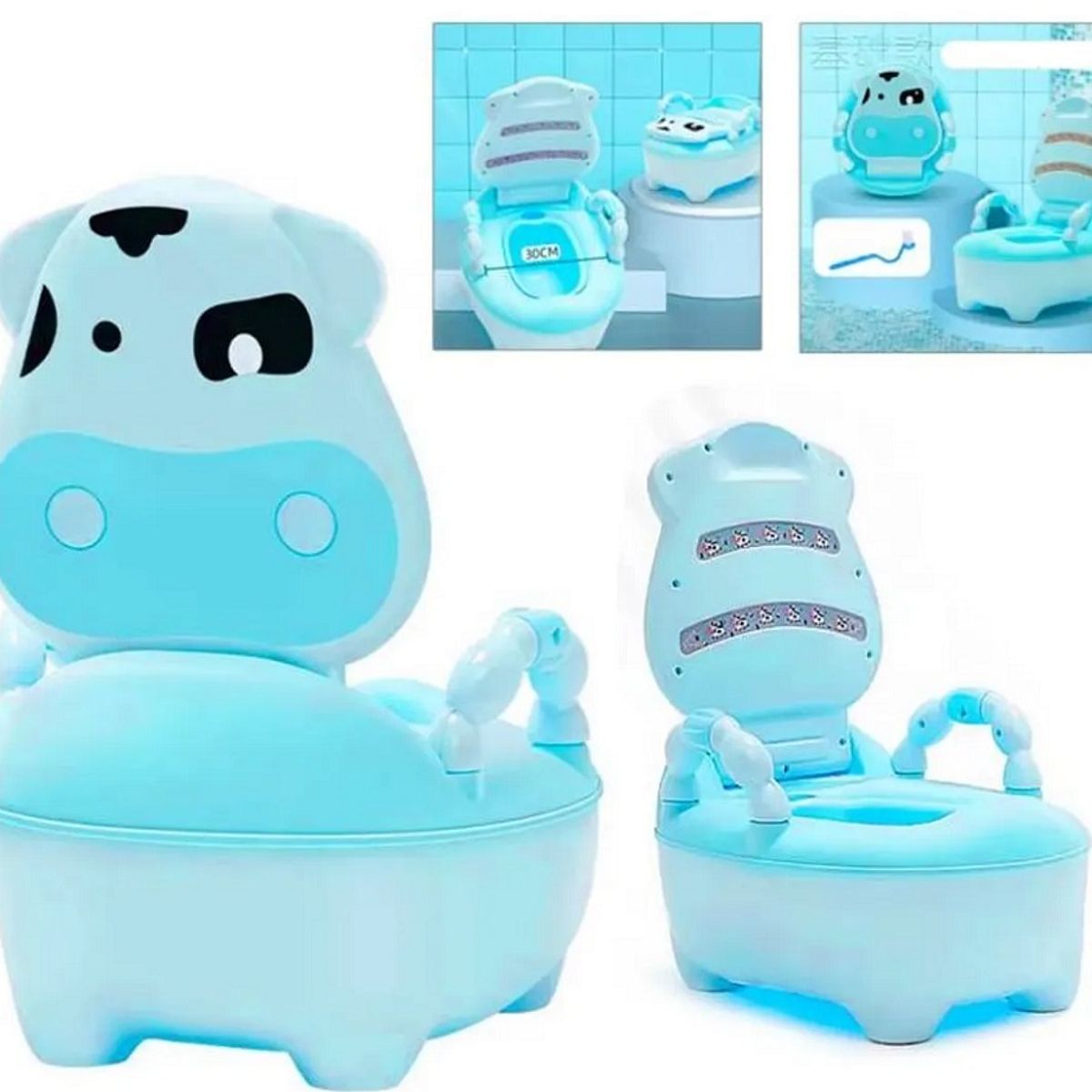 GENERICO - Inodoro Bacin De Entrenamiento Vaquita Para Niños Celeste