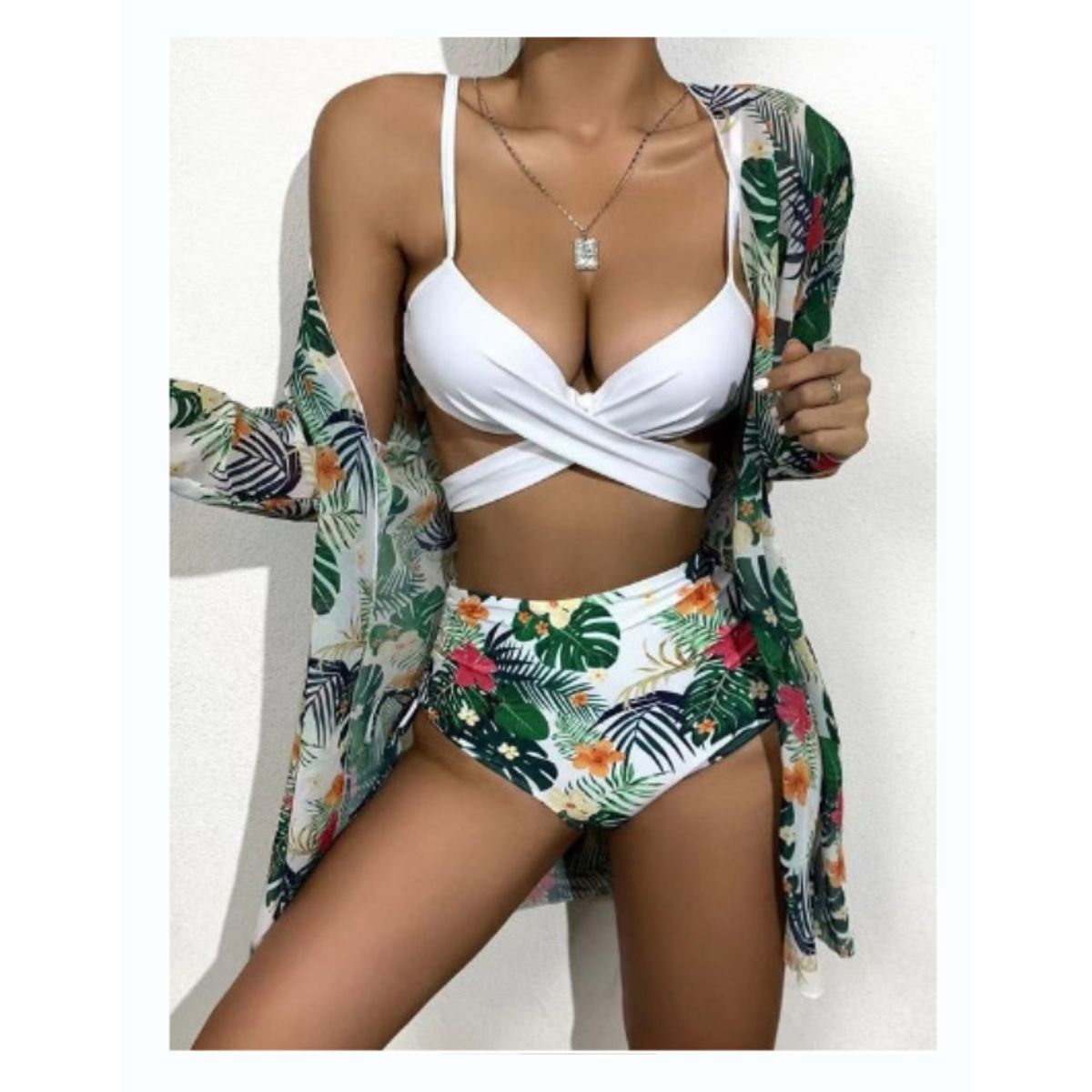 TIOZONEY - Conjunto bikini mujer con Tunica