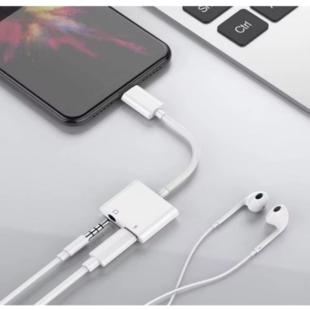 SMART - ADAPTADOR LIGHTNING ENTRADA 35MM Y LIGHTNING CARGA RAPIDA PARA IPHONE