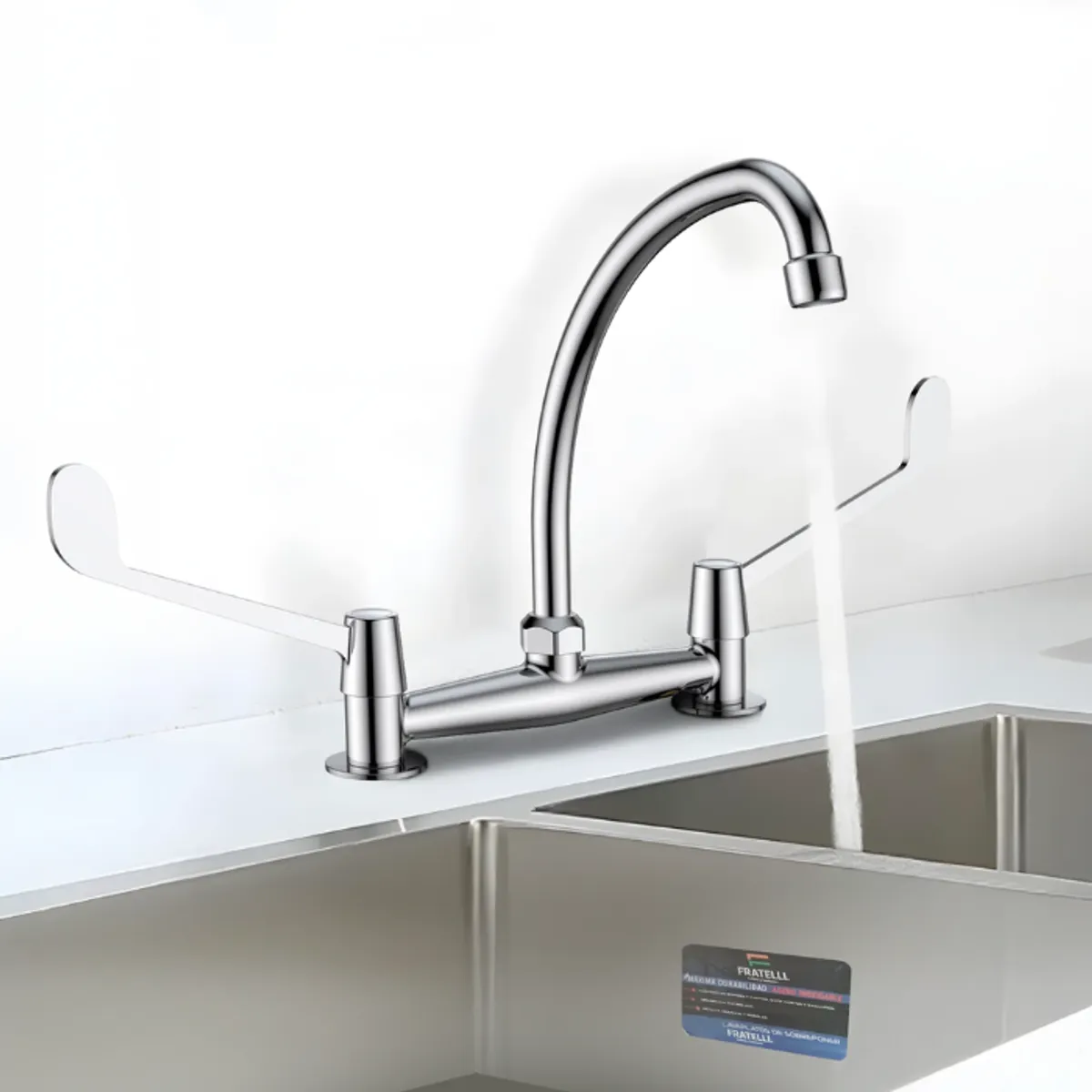 FRATELLI - MEZCLADORA DE COCINA AL MUEBLE HOSPITALARIO CROMADO HEBEL-M