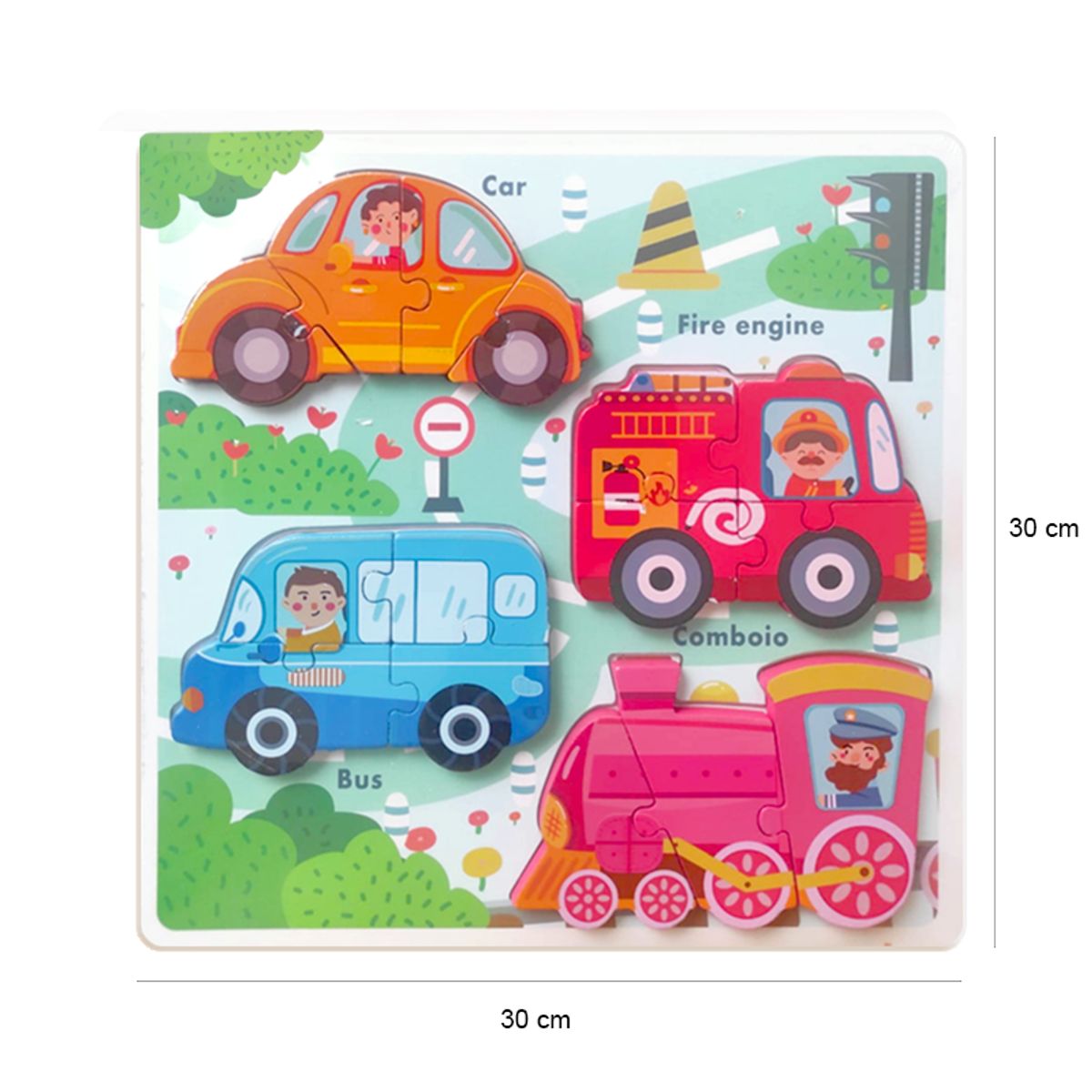 GENERICO - Rompecabeza 3D Vehiculos en Maderita 30x30cm