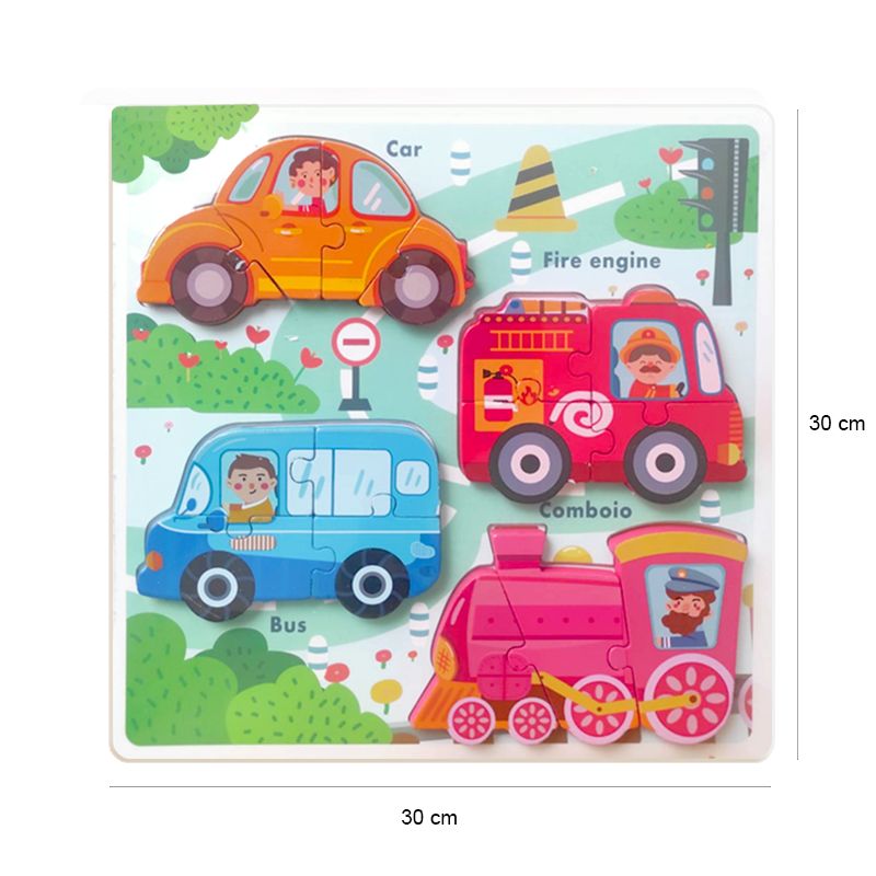 GENERICO - Rompecabeza 3D Vehiculos en Maderita 30x30cm