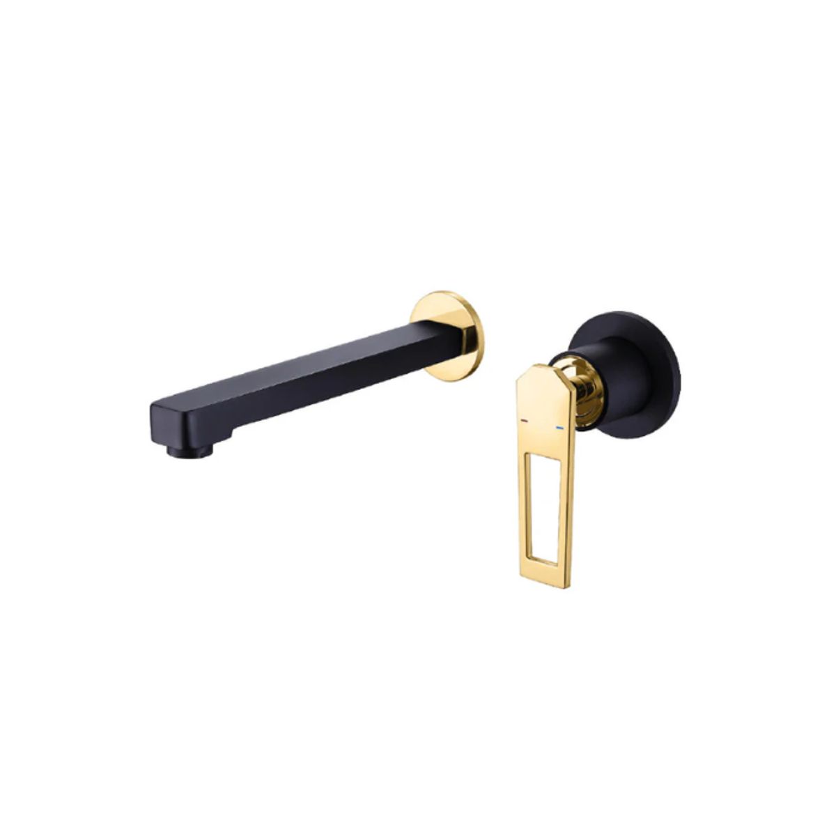 FRATELLI - MEZCLADORA MONOCOMANDO DE LAVATORIO A LA PARED NEGRO CON DORADO