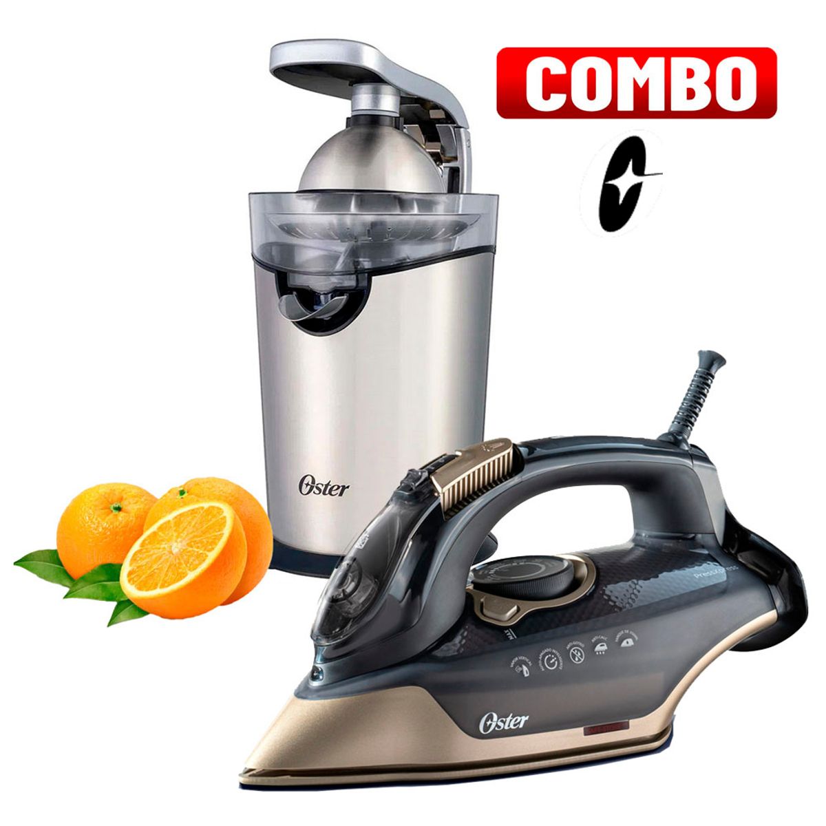 OSTER - Exprimidor de cítricos Oster + Plancha de Vapor Pressxpress