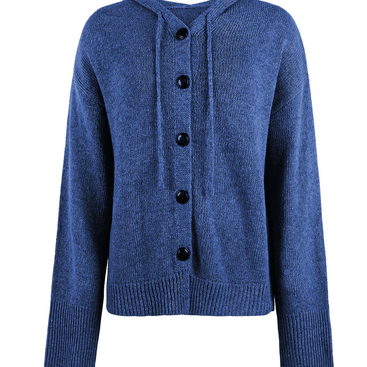 TIOZONEY - Sweater con botones y gorro para mujer- Azul