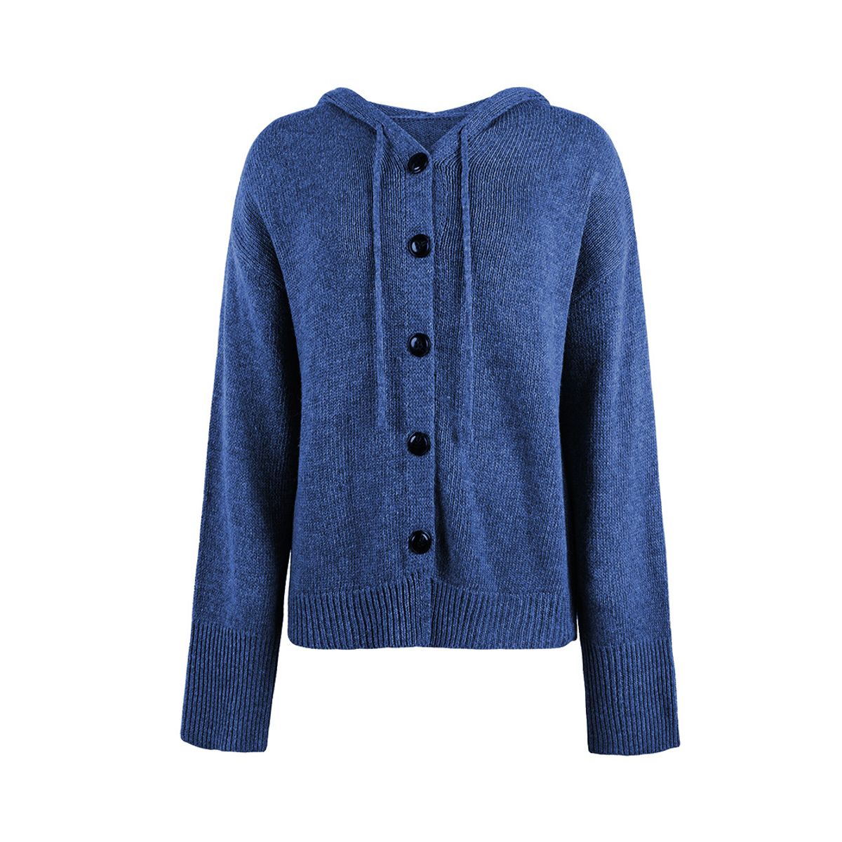 TIOZONEY - Sweater con botones y gorro para mujer- Azul