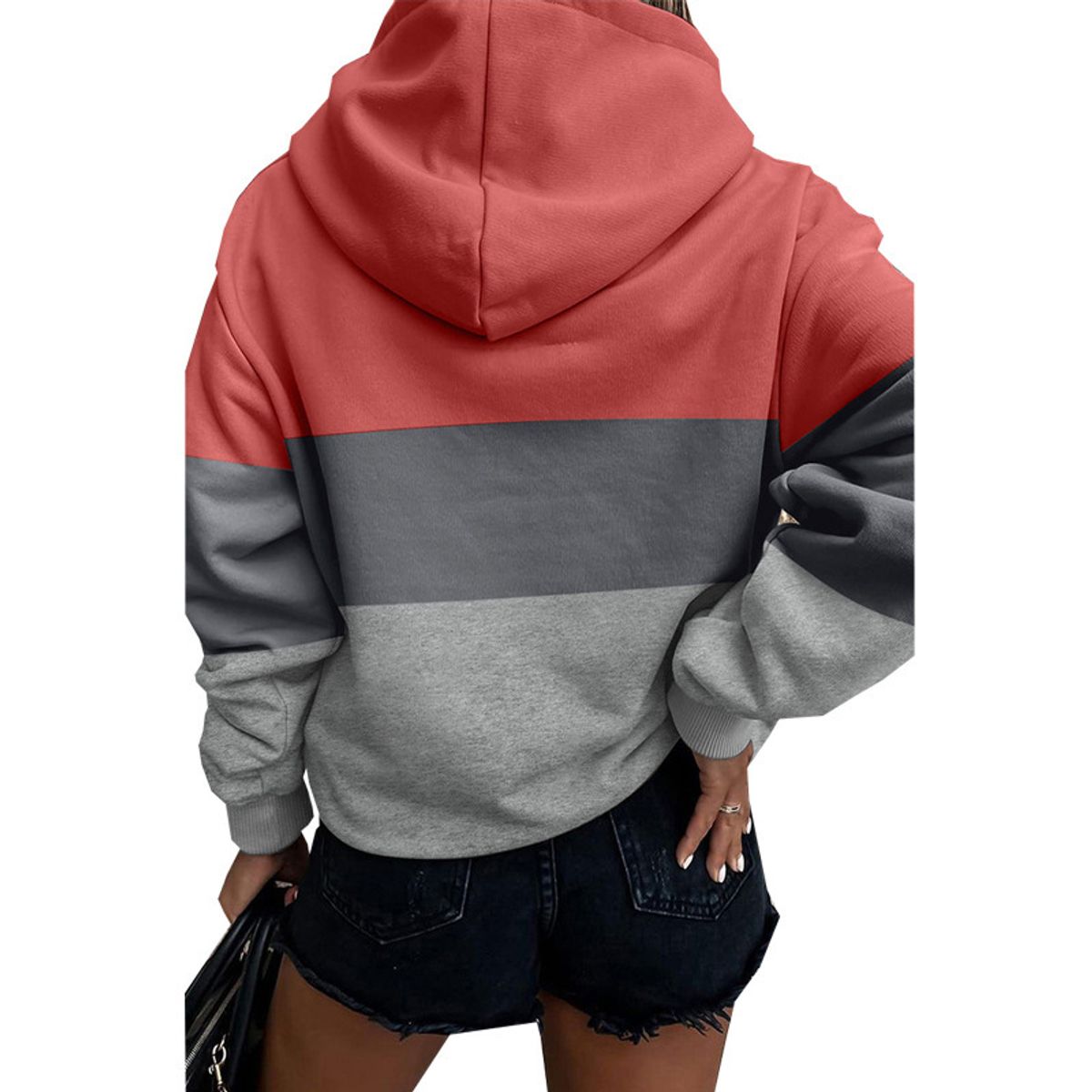 TIOZONEY - Sudadera de mujer con capucha y bloques de color