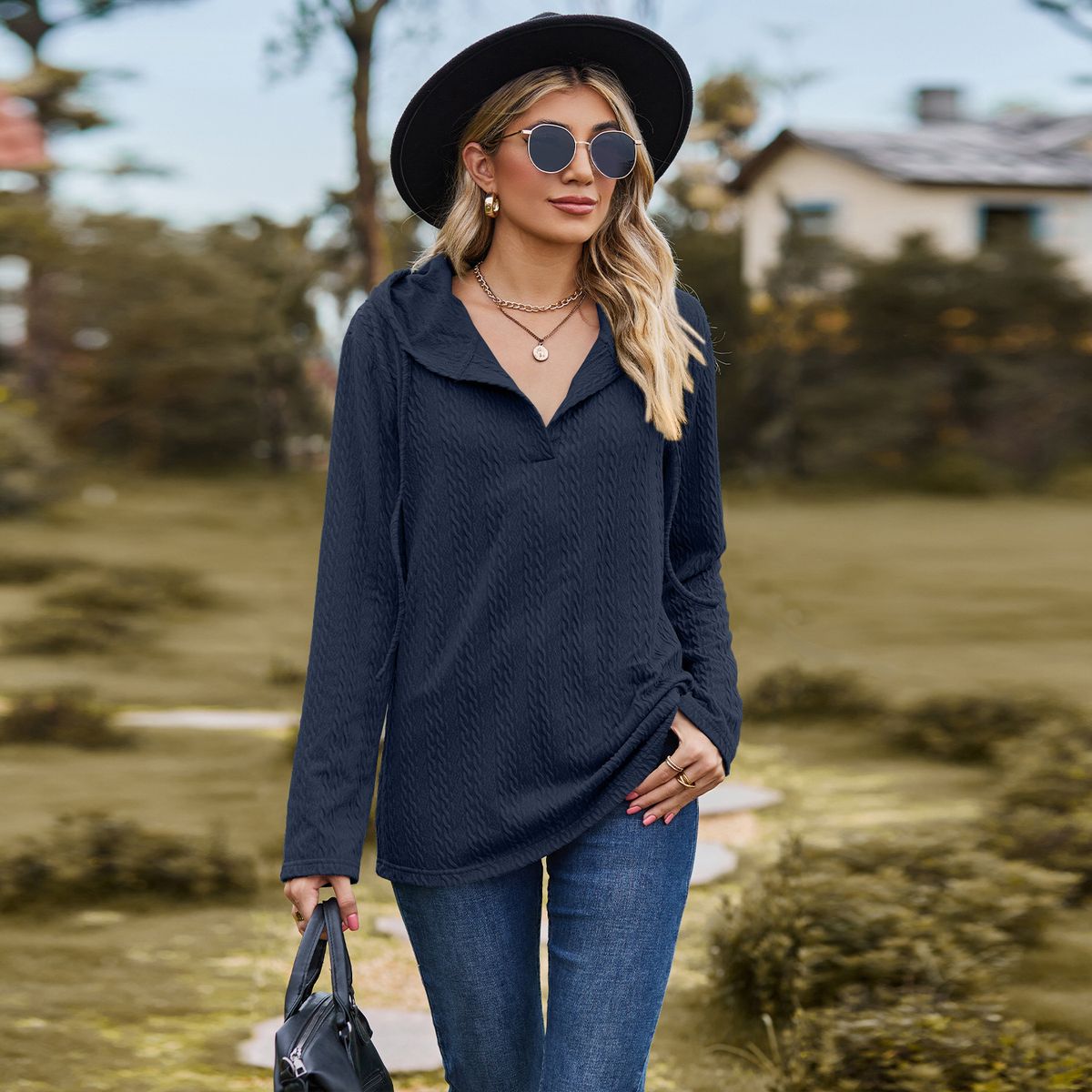 TIOZONEY - Sudadera de manga larga con capucha y holgada para mujer