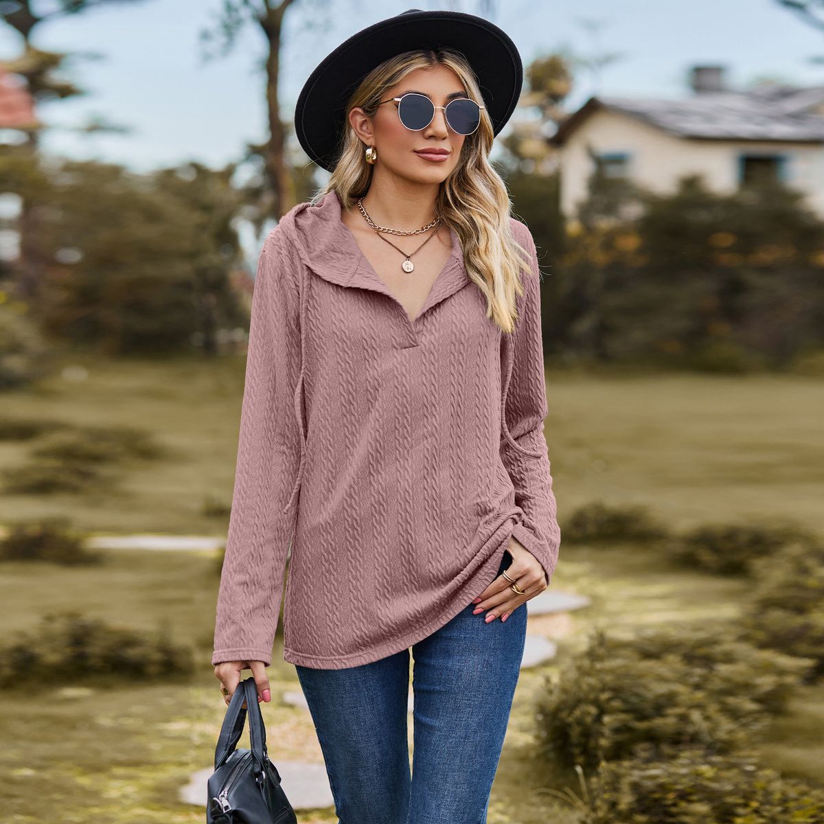 TIOZONEY - Sudadera de manga larga con capucha y holgada para mujer