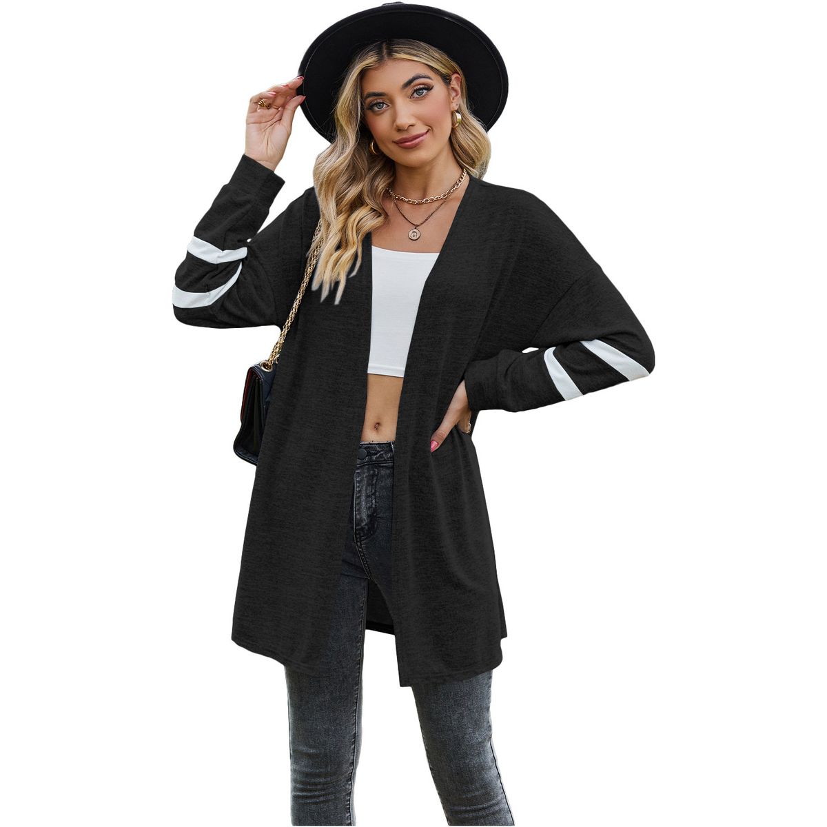 TIOZONEY - Sudadera Patchwork Colour Block Cardigan para mujer
