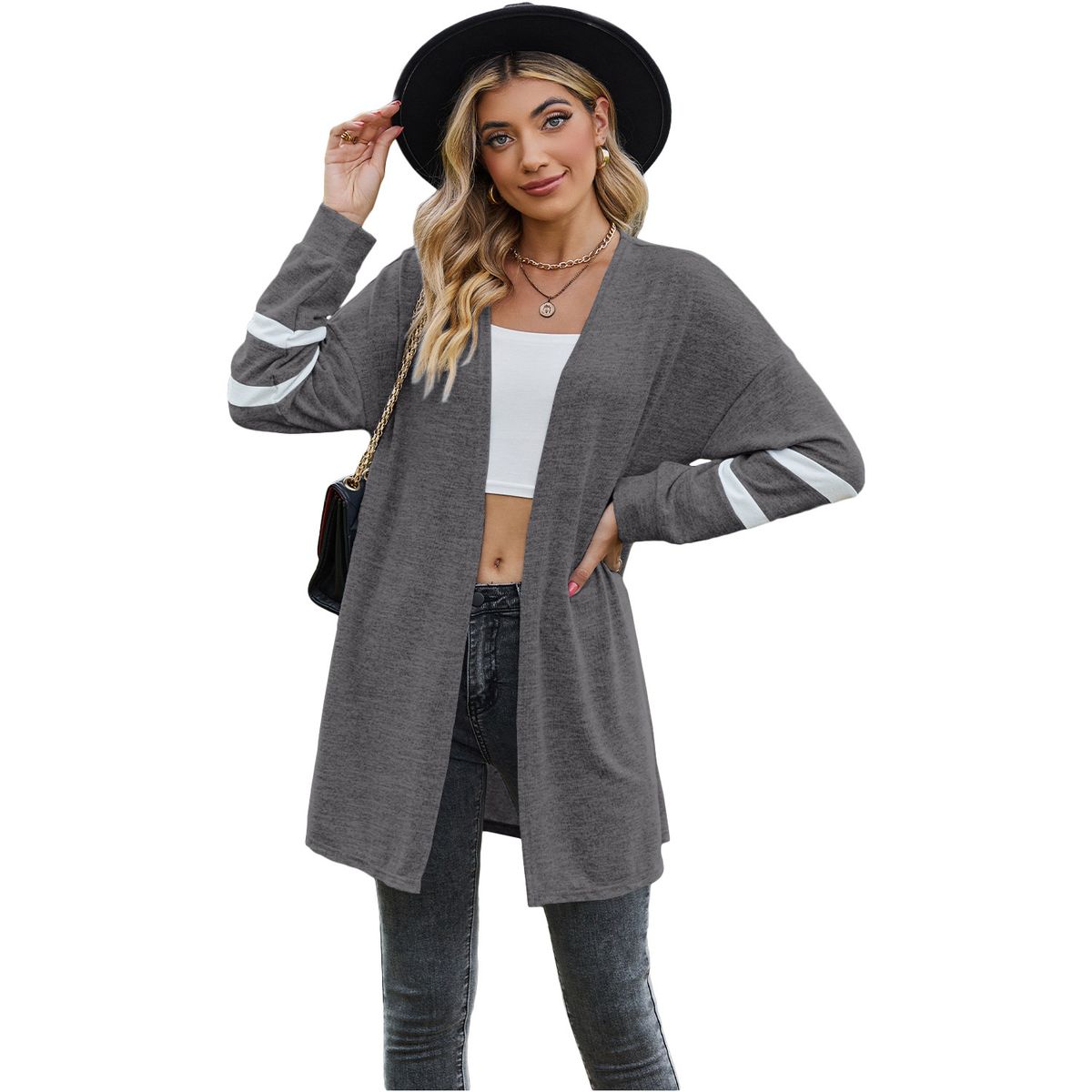 TIOZONEY - Sudadera Patchwork Colour Block Cardigan para mujer