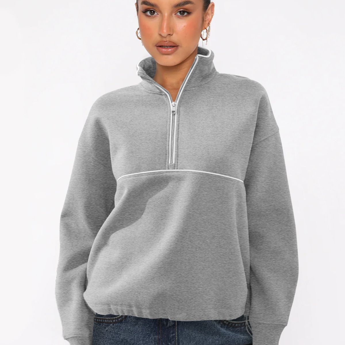 TIOZONEY - Sudadera con media cremallera para mujer