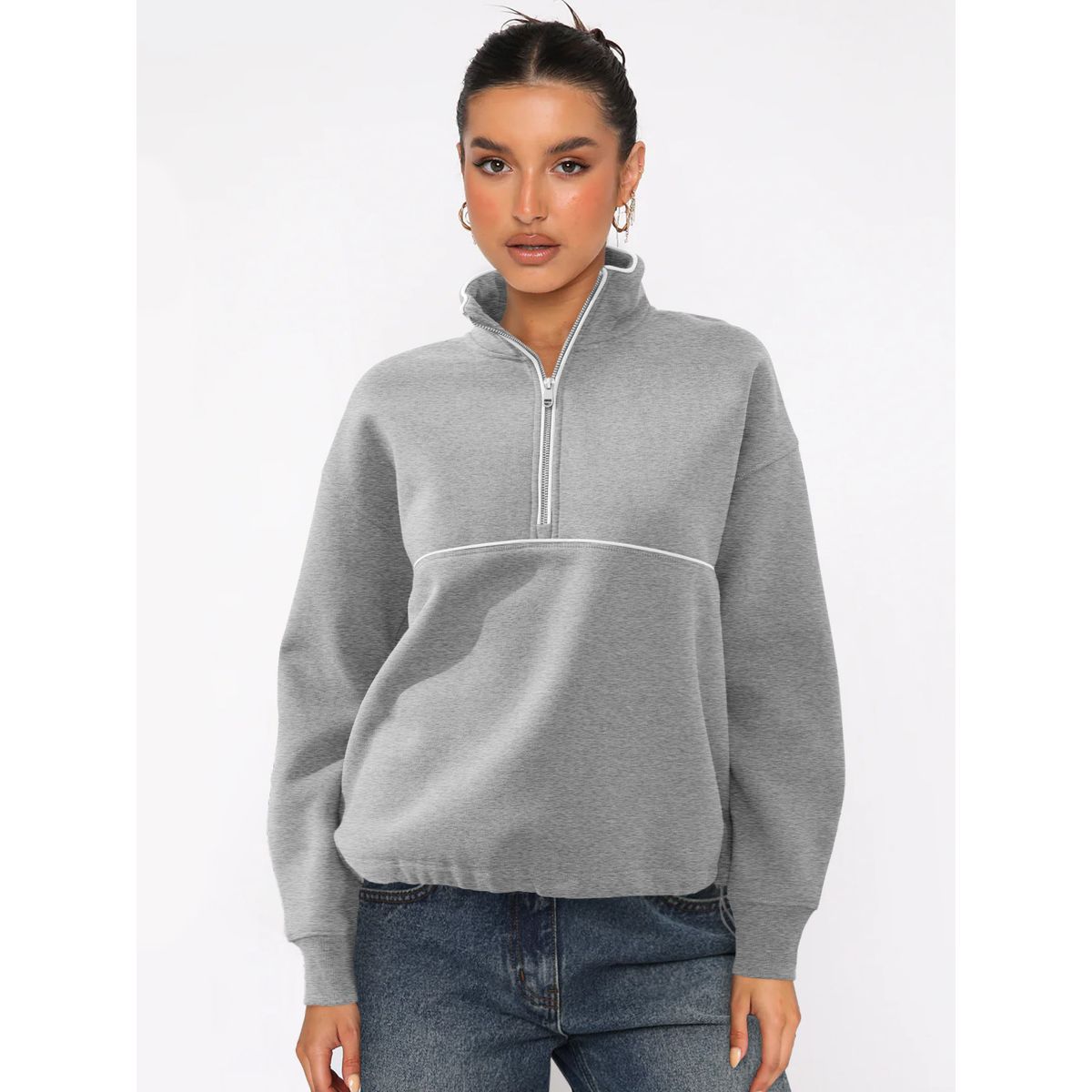 TIOZONEY - Sudadera con media cremallera para mujer