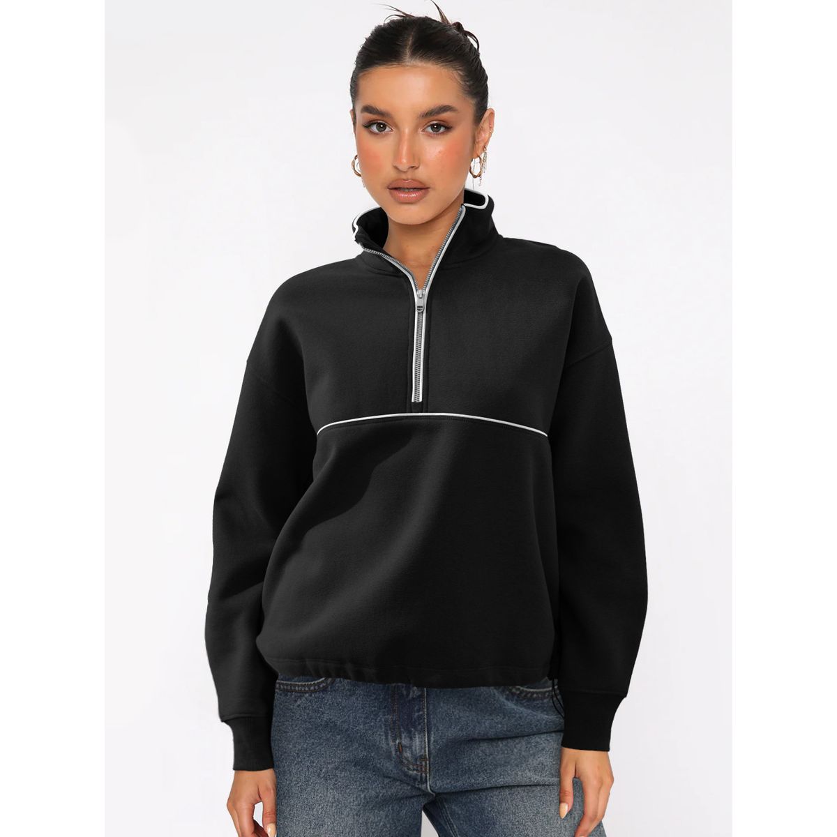 TIOZONEY - Sudadera con media cremallera para mujer