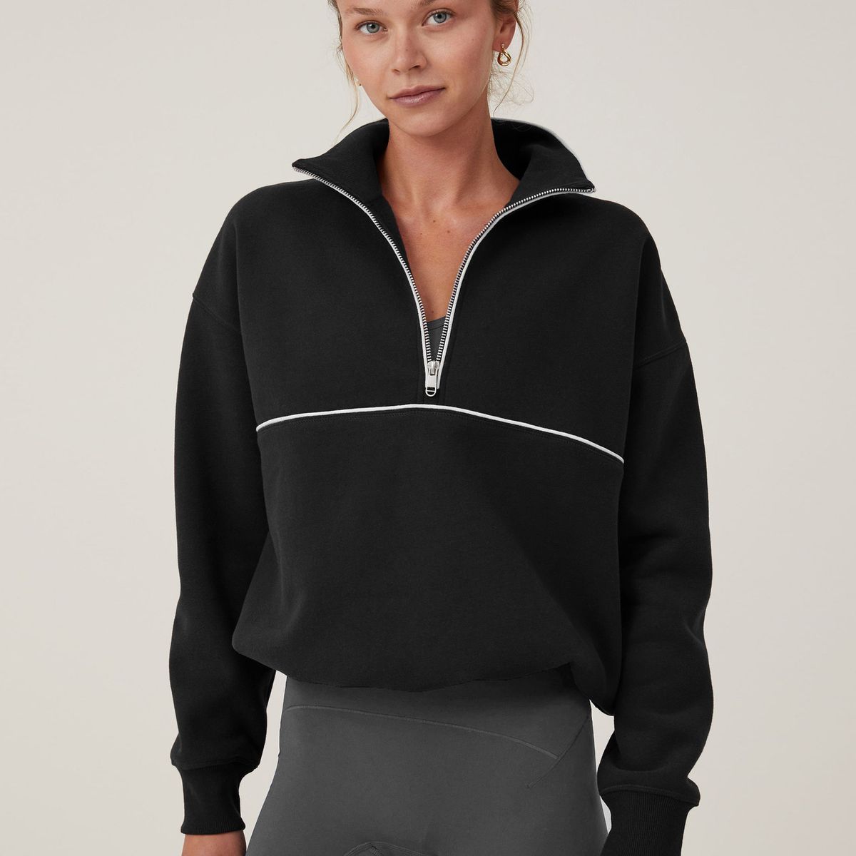 TIOZONEY - Sudadera con media cremallera para mujer