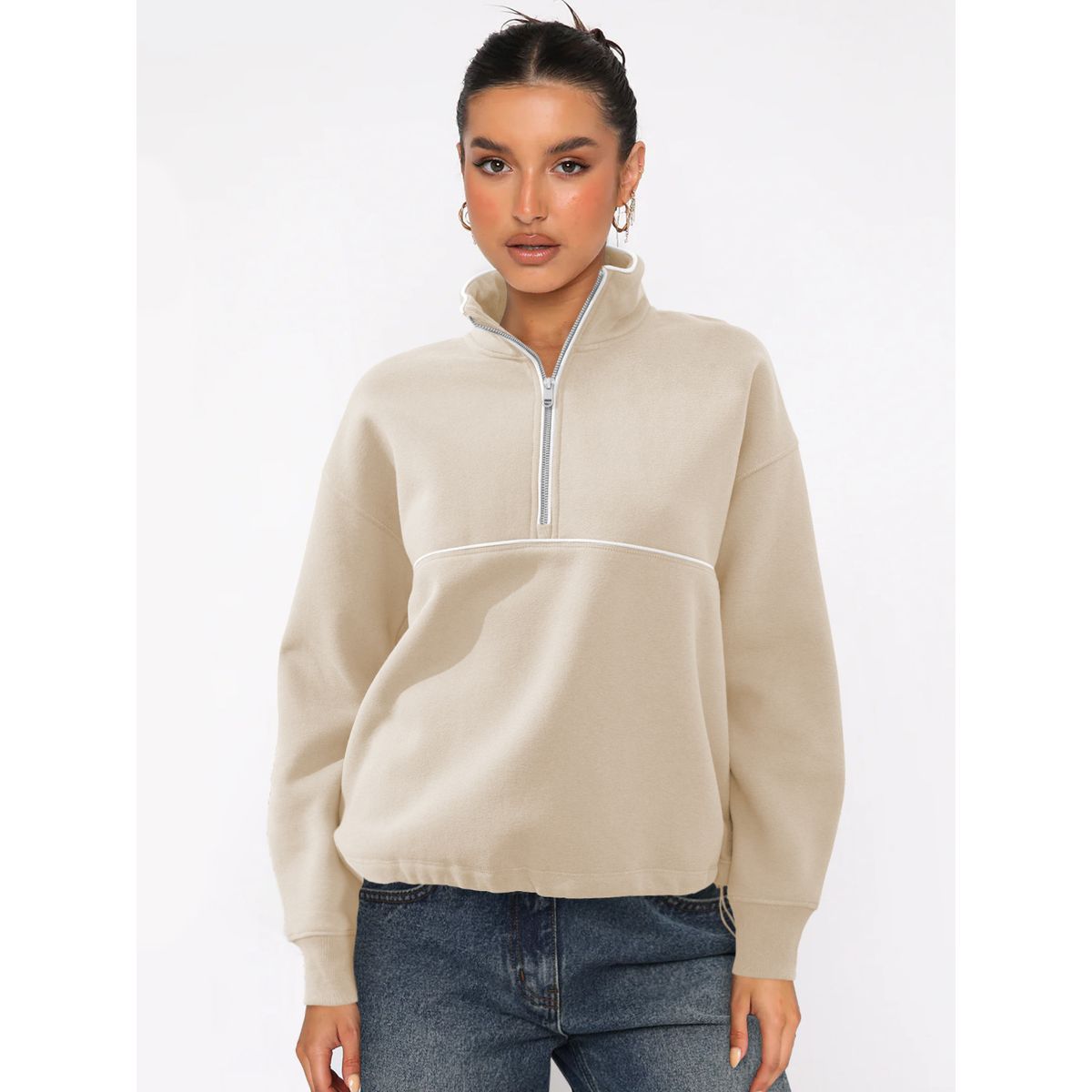 TIOZONEY - Sudadera con media cremallera para mujer