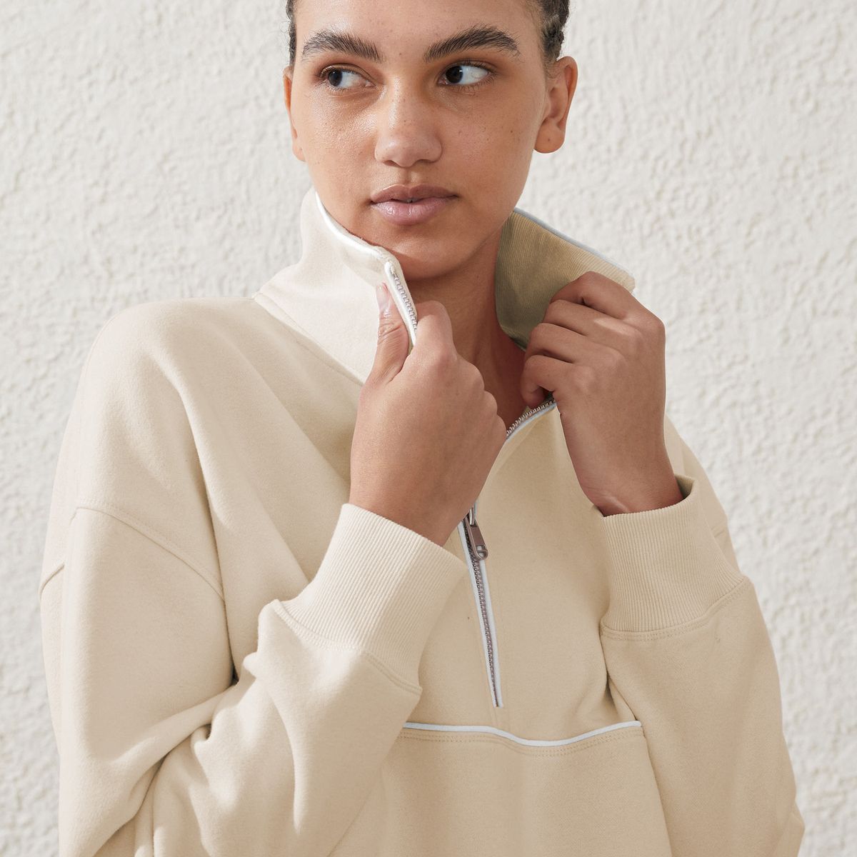 TIOZONEY - Sudadera con media cremallera para mujer