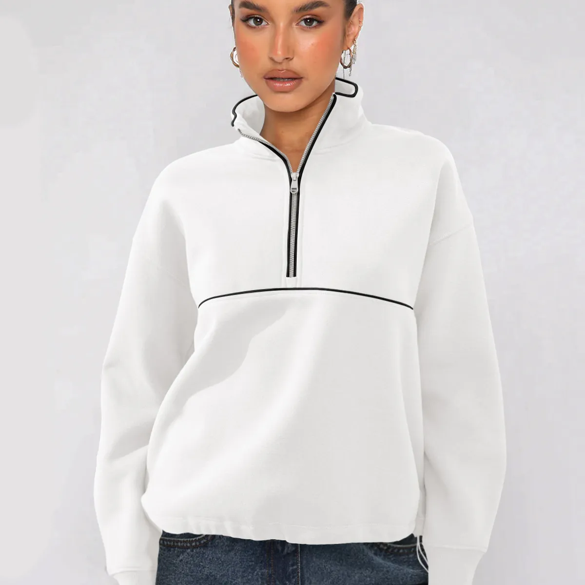 TIOZONEY - Sudadera con media cremallera para mujer