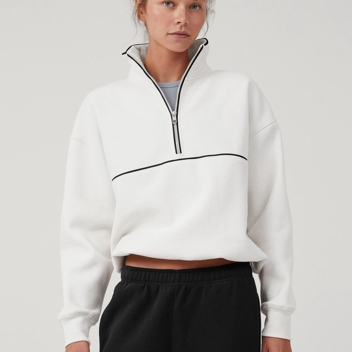 TIOZONEY - Sudadera con media cremallera para mujer