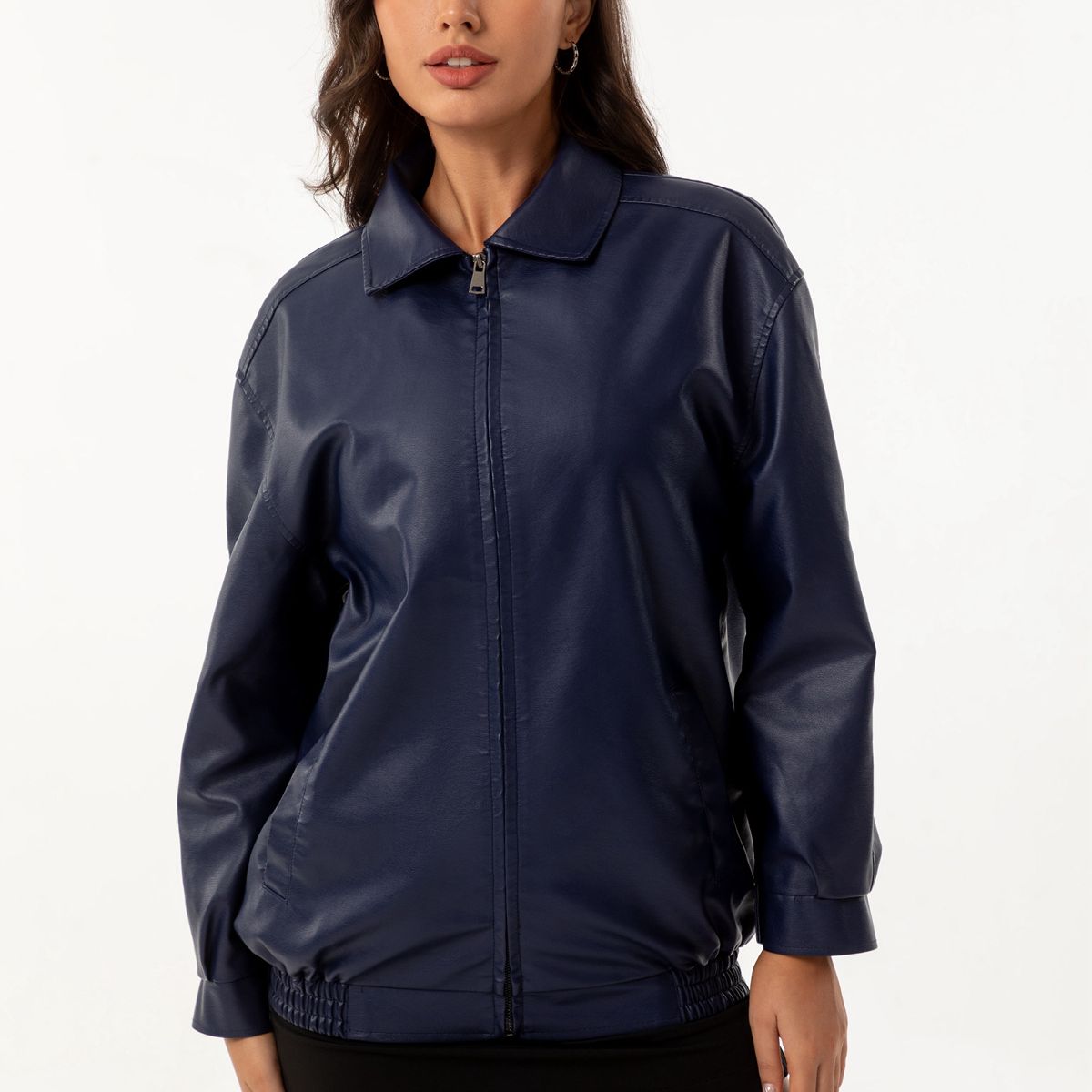 TIOZONEY - Chaqueta de PU para mujer con cinturón