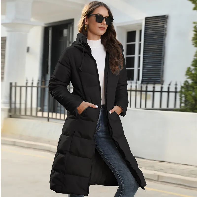 TIOZONEY - Parka Manga Larga Mujer - Negro