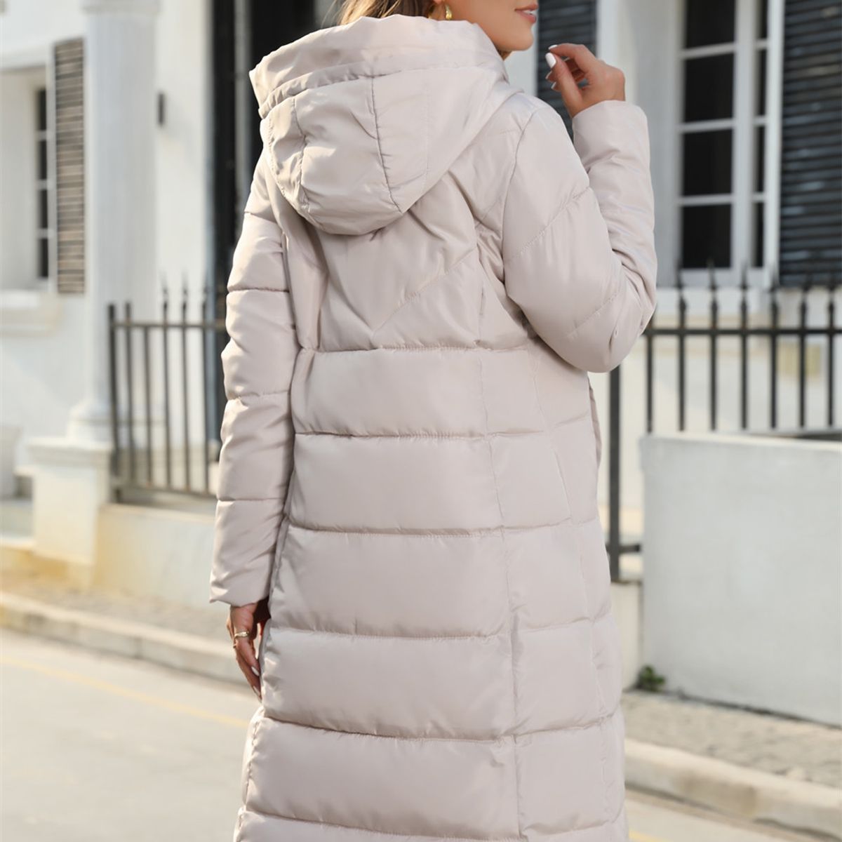 TIOZONEY - Parka Manga Larga Mujer - Beige