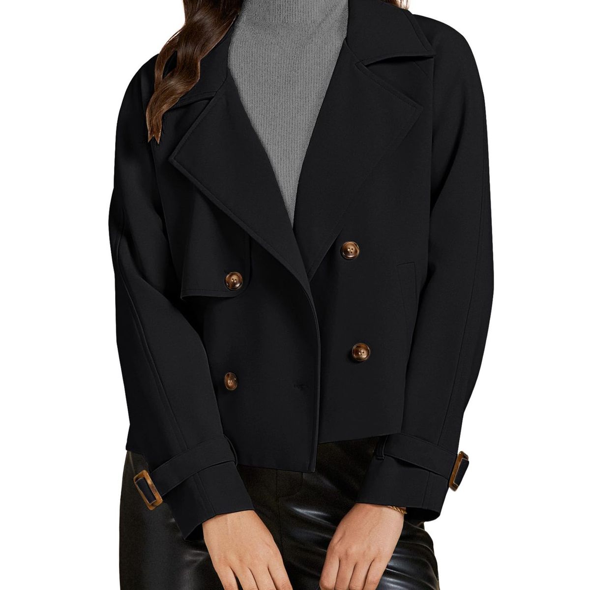 TIOZONEY - Gabardina corta para mujeres