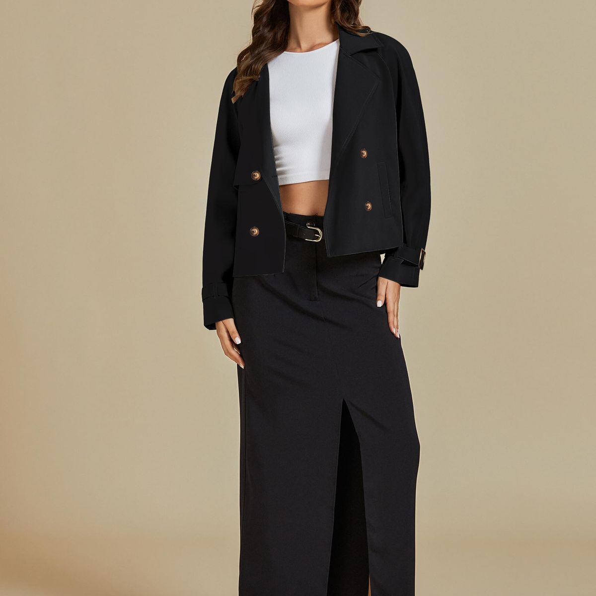 TIOZONEY - Gabardina corta para mujeres