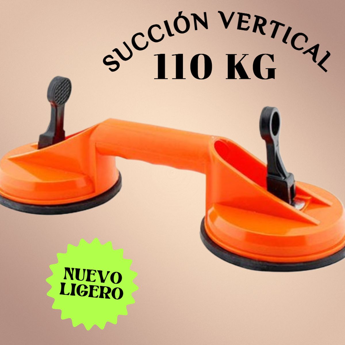 GENERICO - VENTOSA PROFESIONAL 2 COPAS SUCCIÓN VIDRIO PORCELANATO BALDOSAS CERÁMICA MÁRMOL 110 KG