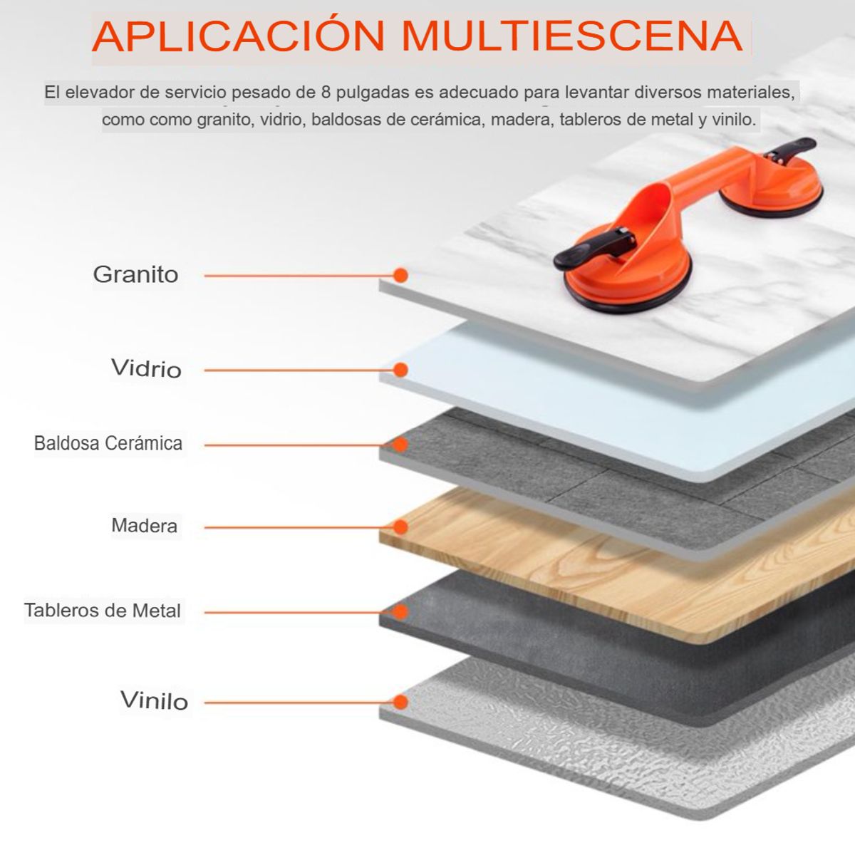 GENERICO - VENTOSA PROFESIONAL 2 COPAS SUCCIÓN VIDRIO PORCELANATO BALDOSAS CERÁMICA MÁRMOL 110 KG