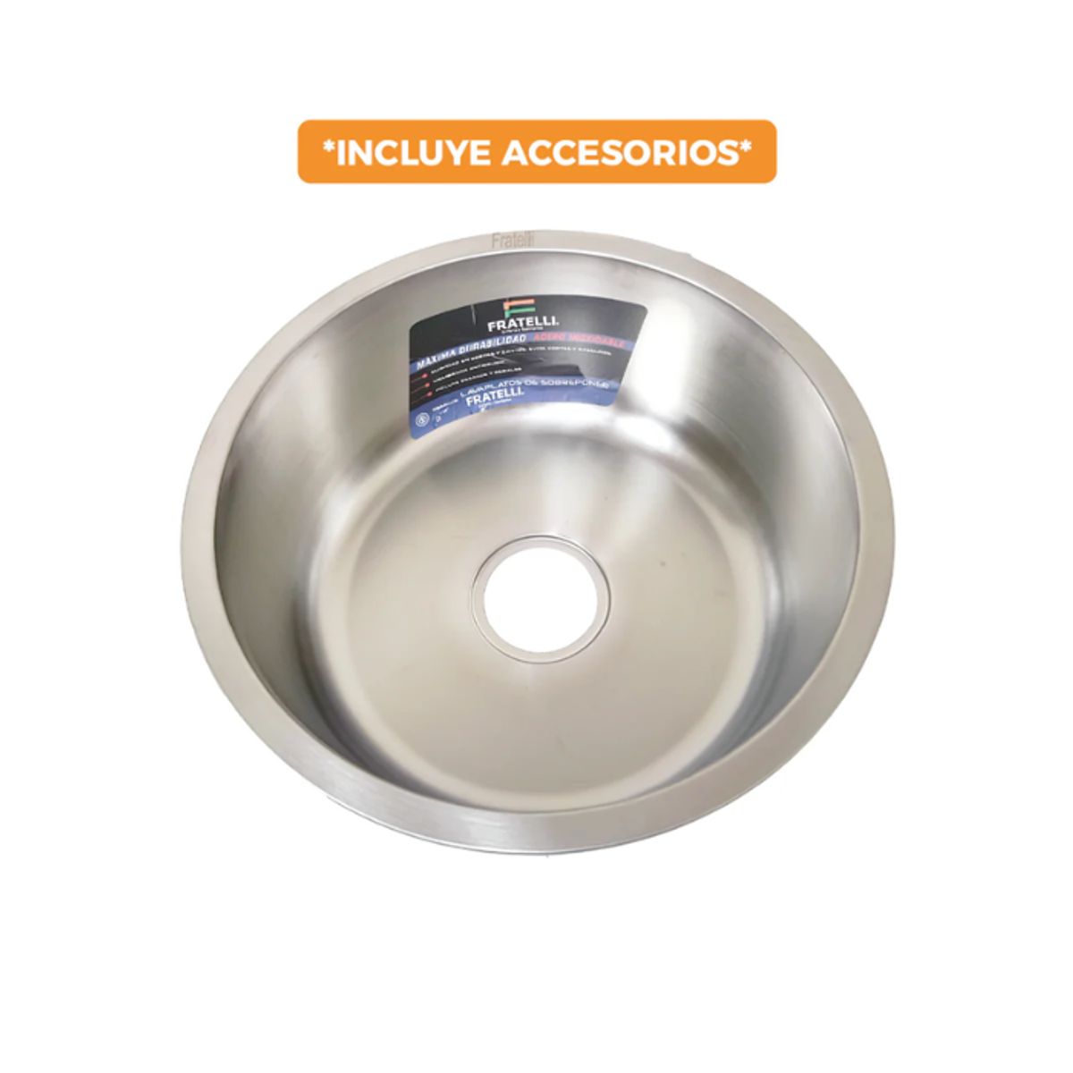 FRATELLI - LAVADERO DE COCINA CIRCULAR ACERO INOXIDABLE SATINADO LP-4242