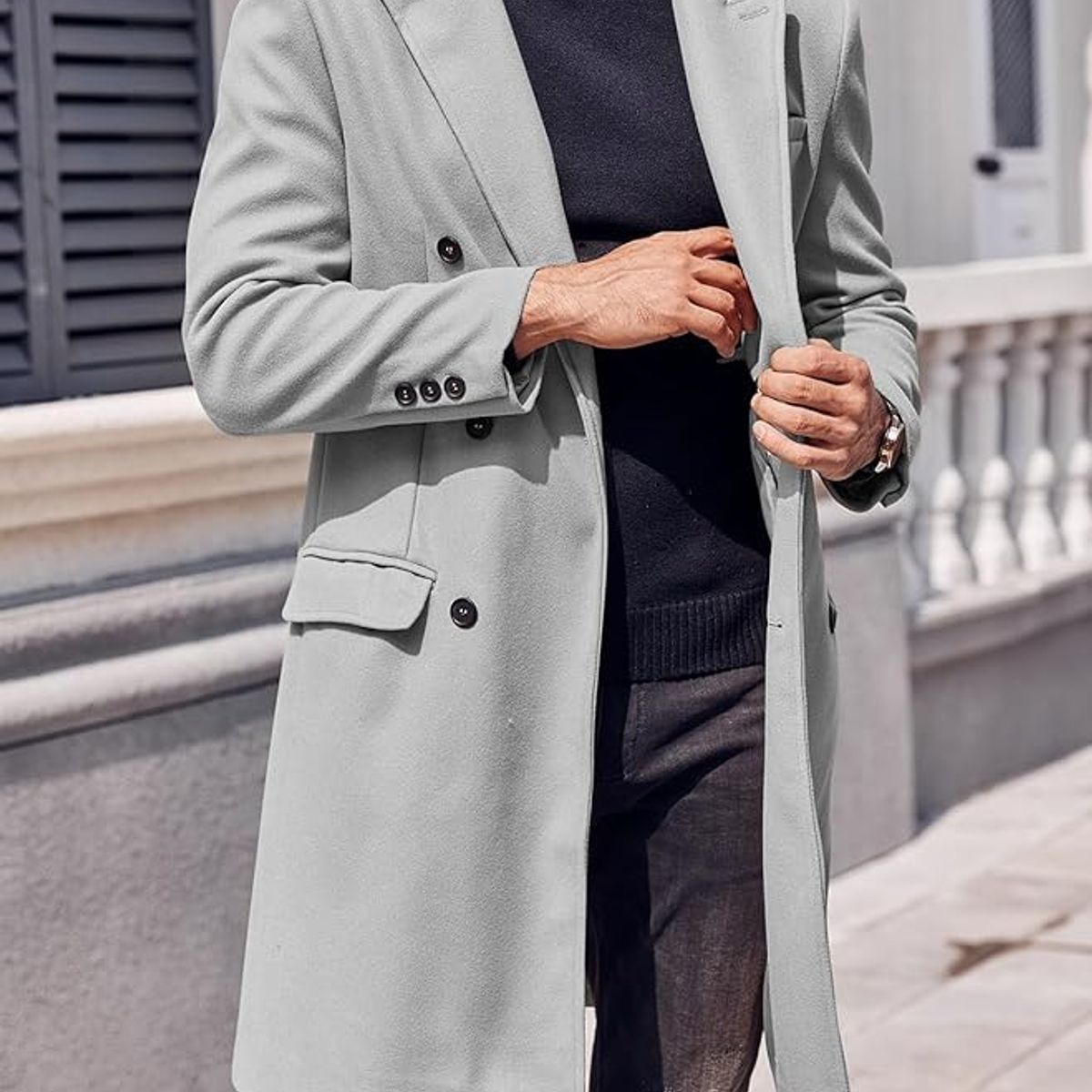 TIOZONEY - Gabardina de cuello para hombres