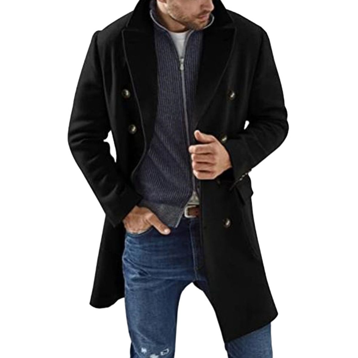 TIOZONEY - Gabardina de cuello para hombres